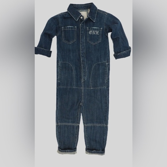 One Teaspoon Girls RODEO BLUE PARADISE UTILITY SUIT Jumpsuit 6-7 $105 - Picture 1 of 4
